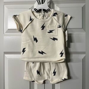 Grayson Threads Thunder Design Cream and Black Short set sz 3-6 months NWT
